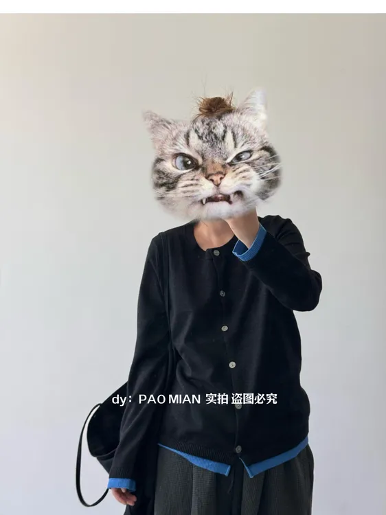 【现货-陈11定制】针织上衣时尚休闲百搭宽松秋季设计感慵懒风