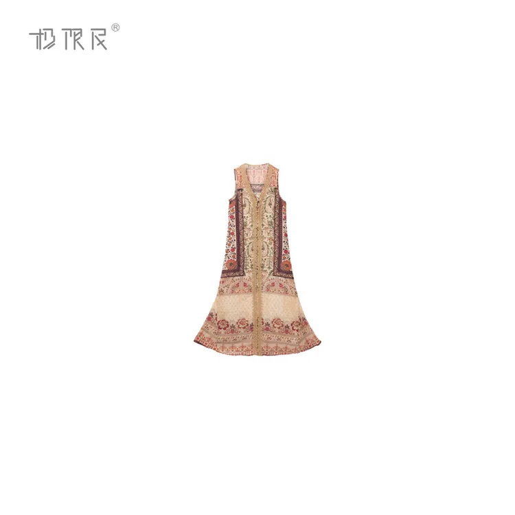 极限民《华裳》夏季中式欧若风V领拼接蕾丝连衣裙F5101Y2408