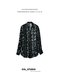 KXL-STUDIO 【KELE 精选】奥德赛-花卉丝绒衬衫5010