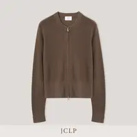 JCLP 金纯良品 精纺美丽诺羊毛元宝针插件双拉链圆领显瘦针织开衫