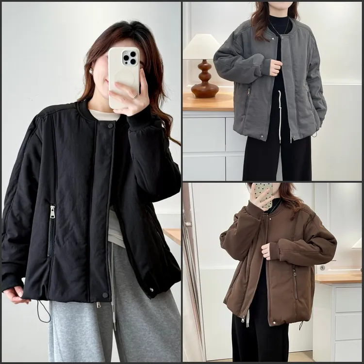 100-200斤大码女装胖mm秋冬立领加厚设计感下摆抽绳棉服202552