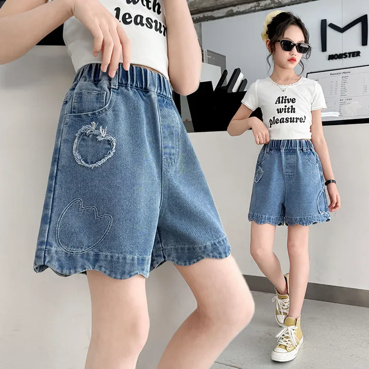 女童洋气女孩中大童裤子儿童牛仔夏季薄款短裤外穿2025新款牛仔裤