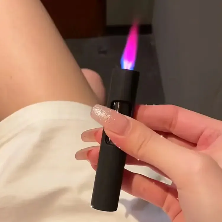 网红ins圆柱形渐变色粉焰打火机磨砂个性渐变色打火机送男友闺蜜