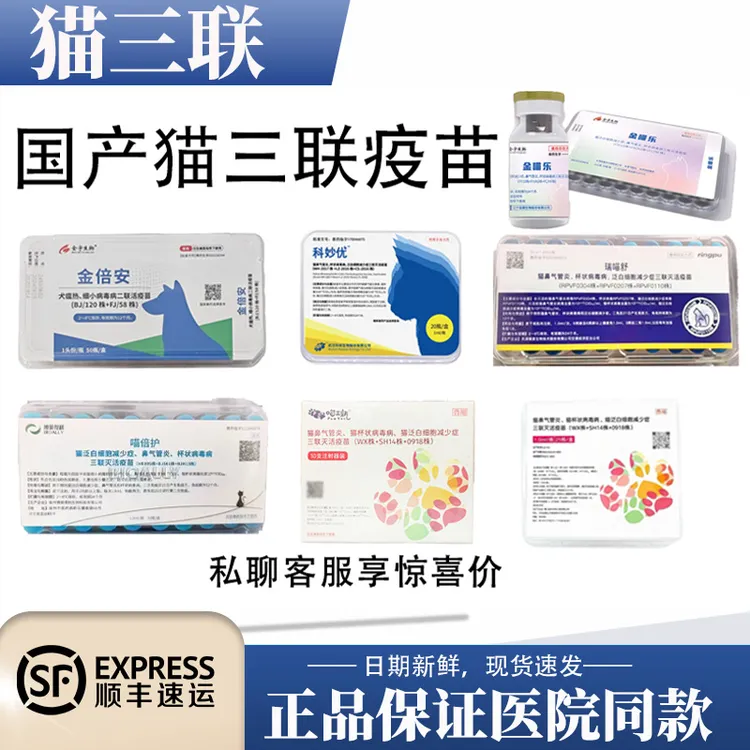 国产高性价比猫三联疫苗喵三新科妙优金喵乐喵倍护瑞喵舒预防猫瘟