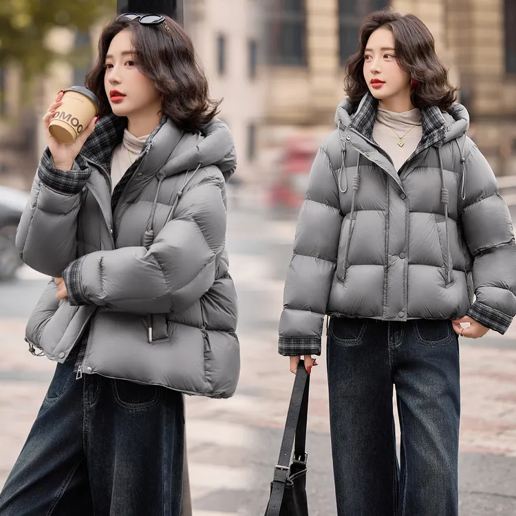 时尚气质保暖短款白鸭绒羽绒服外套2025秋冬新款小个子女潮流连帽