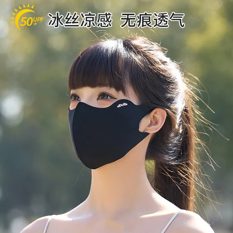 夏季防晒口罩无痕防紫外线女护眼角高颜值轻薄冰丝遮阳透气面罩