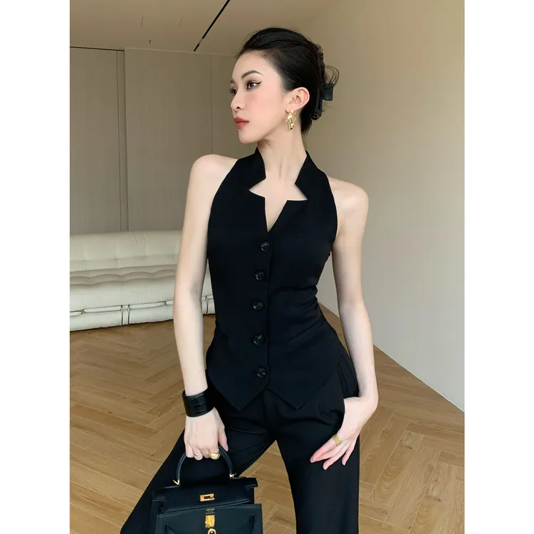 JIJINQI时尚休闲马夹显瘦洋气修身夏季百搭无袖马甲女JD03SZXL612