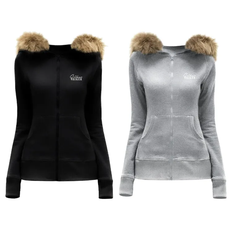 SRIKERLAB毛领拉链卫衣可拆卸貉毛收腰显瘦复古连帽开衫外套
