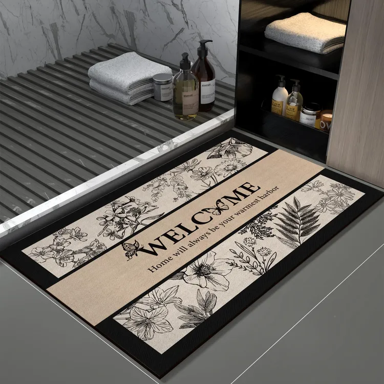 高级感浴室地垫卫生间吸水硅藻泥脚垫防滑速干门口进门厕所地毯