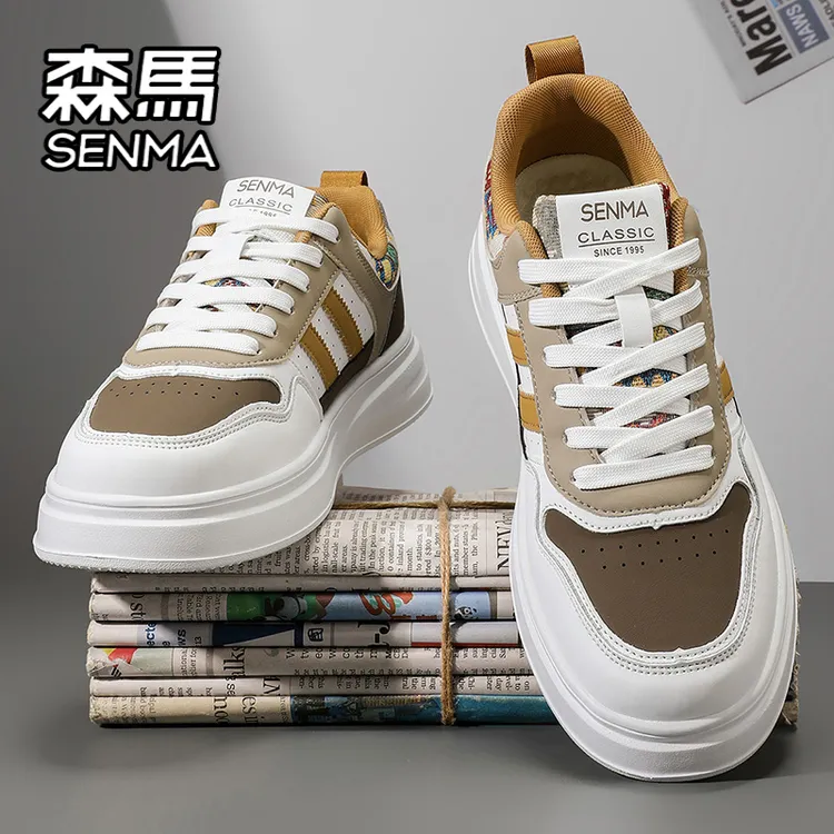 SENMA/森马男鞋秋季厚底增高小白鞋男士户外运动百搭防滑休闲板鞋