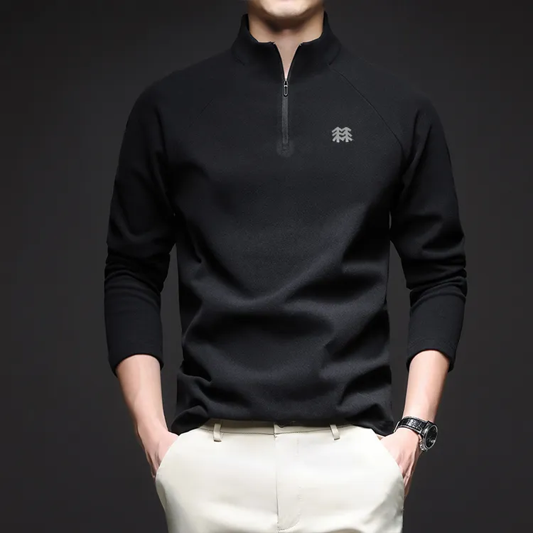 奥莱撤柜丨户外轻奢秋冬新款男士德绒半高领T恤时尚打底上衣潮