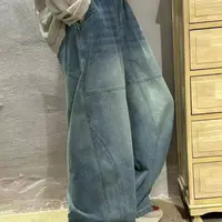 水洗长裤复古美式休闲风休闲高腰宽松常规款牛仔裤