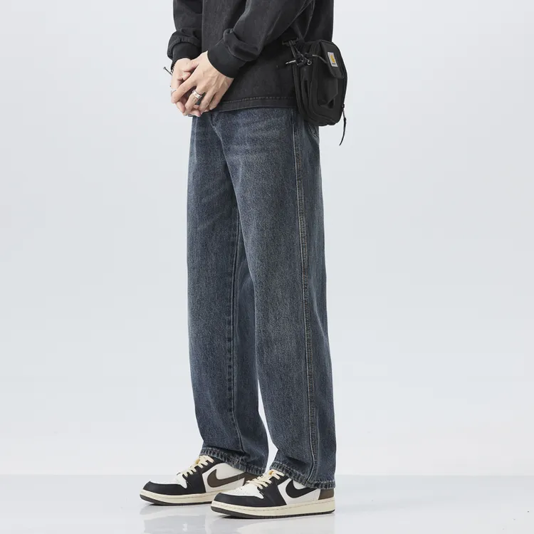 班尼路S&K新款男生美式高街潮牌休闲牛仔裤秋季宽松直筒阔腿长裤