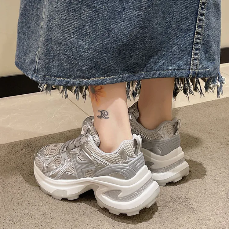 网红超火老爹鞋夏季新款薄款网面透气增高运动鞋厚底休闲鞋百搭