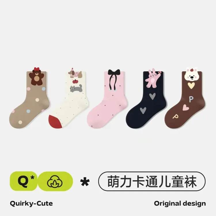 【秋款童袜】儿童棉袜萌趣女童卡通小耳朵中筒无骨学生袜透气韩系k商品图