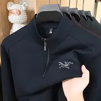 【奥莱撤柜】秋冬刺绣鸟家长袖T恤户外运动半拉链立领休闲男polo衫