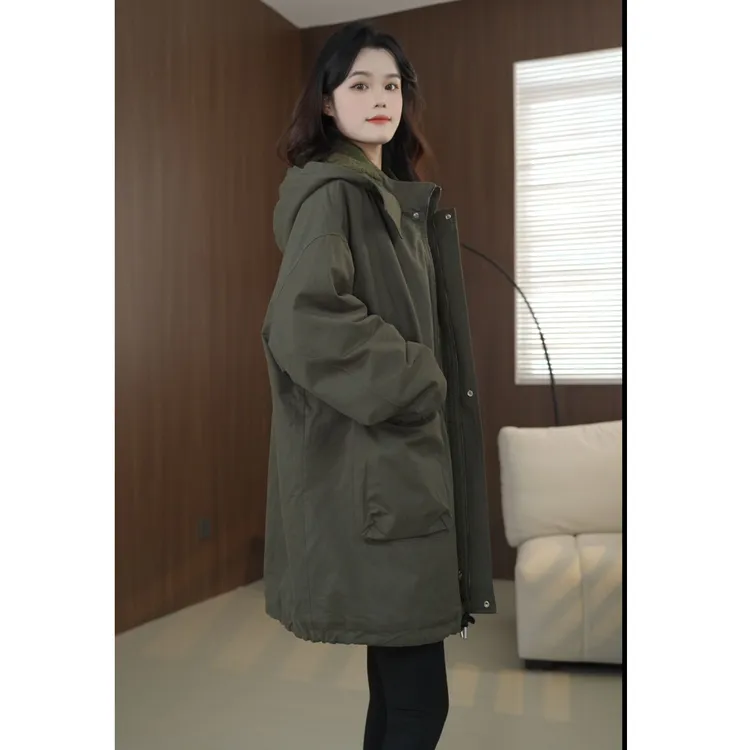 硕哥洗水棉工装糕糕毛内里毛绒外套风衣百搭款长袖冬款棉衣22376