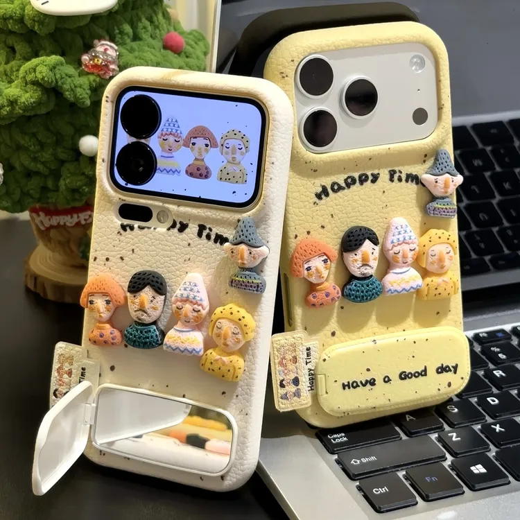 适用立体卡通人偶支架苹果16/17pro手机壳华为p80vivo小米17oppo