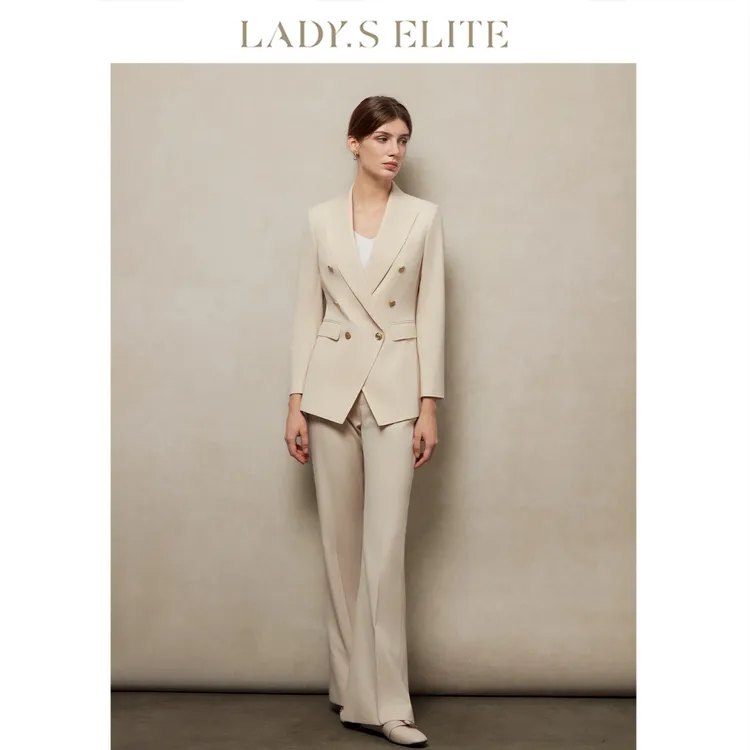 LadySElite【7日西装2.0】西装外套女喇叭裤时尚两件套装琥珀流光