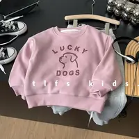 童例「25454粉色小狗加绒卫衣」秋冬儿童圆领男童女童休闲长袖百搭