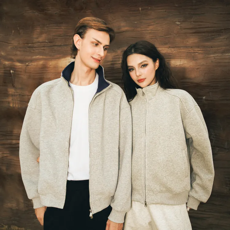 SOSTINE「撞色开衫 立领卫衣」廓形双拉链外套男女百搭运动情侣