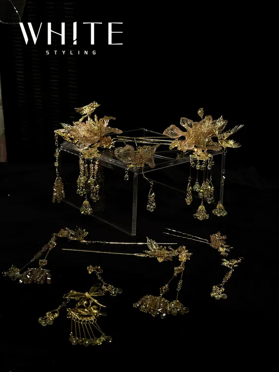非金属仿水晶婚庆饰品 WHITE 手作“鎏金”｜10大件套