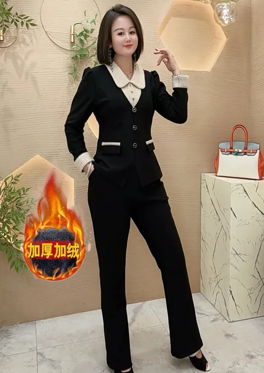 【雅俪莎精选】2025冬季新款气质时尚洋气加绒显瘦套装6770