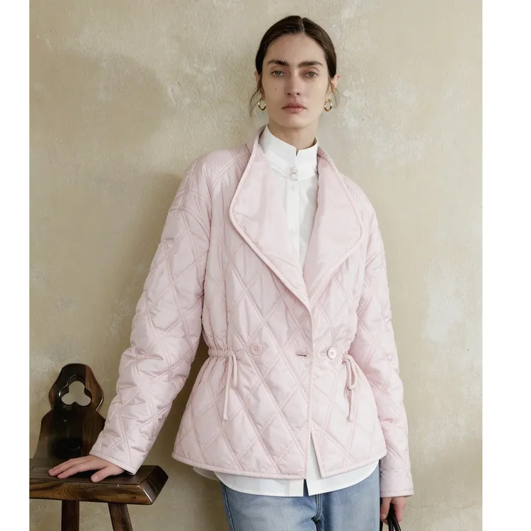 LYNEE x TORIL 粉色羊驼绒羊毛 0压感翻领两面穿棉服TGD2GSW007