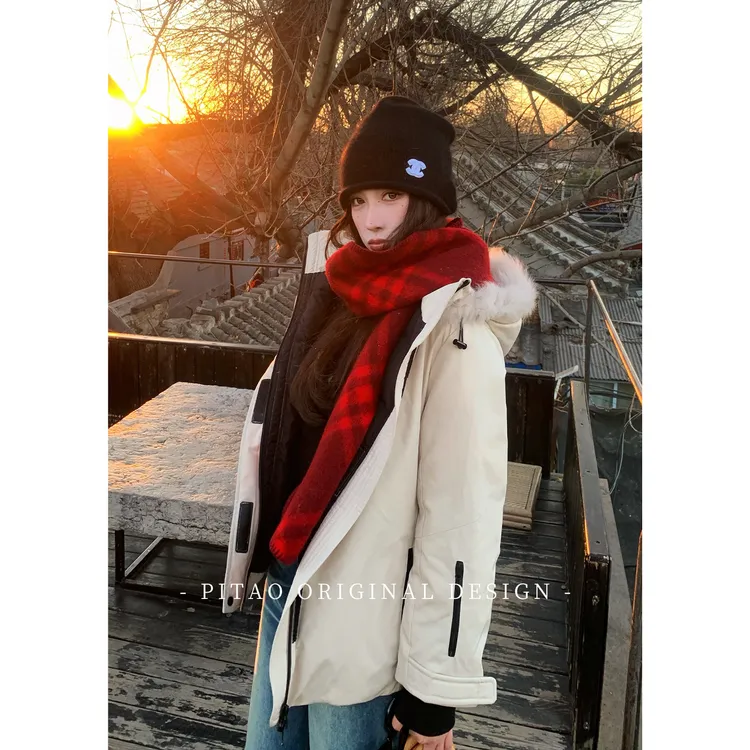 杜屁屁桃PITAO 原创【冰川旅人】时尚简约百搭90白鸭绒羽绒服