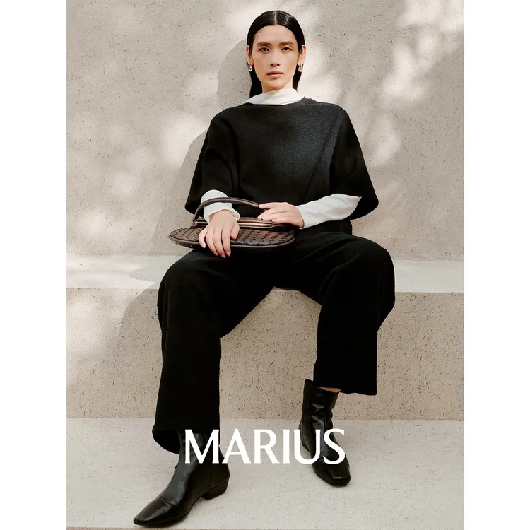 MARIUS“糯米套3.0”挺括悬垂微绒感美利奴羊毛强缩T恤/直筒微A裤