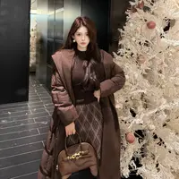 GUIDI GUDI【太妃糖浆】秋冬极简风休闲长款鹅绒服外套/黄加蓝 