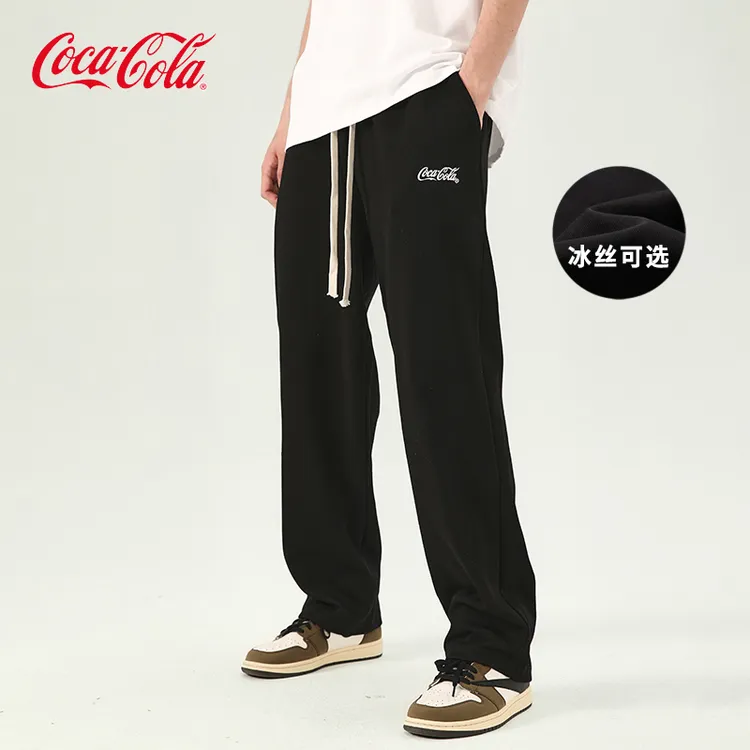 Coca-Cola/可口可乐运动裤男夏季冰丝卫裤薄款潮牌直筒拖地休闲裤