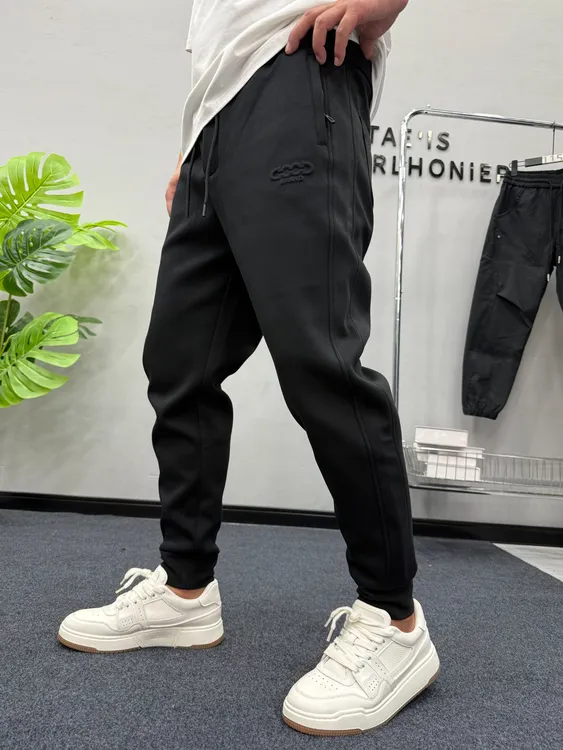 秋冬季男士加厚休闲卫裤空气棉面料时尚百搭小脚裤修身弹力束脚裤