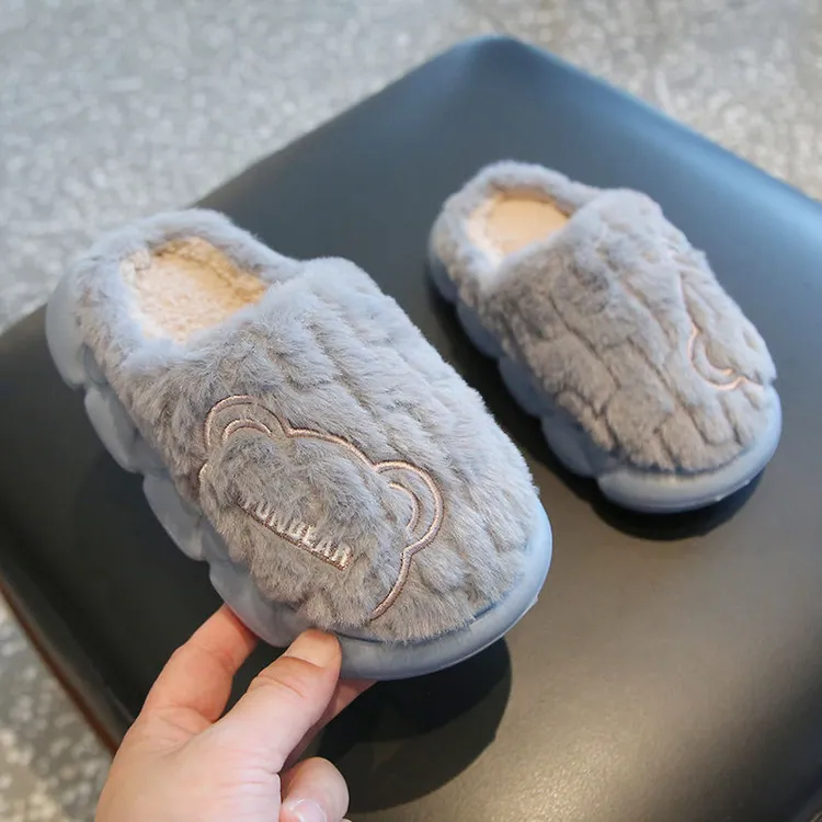 儿童冬季新款棉拖鞋女童亲子款时尚防滑室内居家拖鞋男童休闲棉鞋
