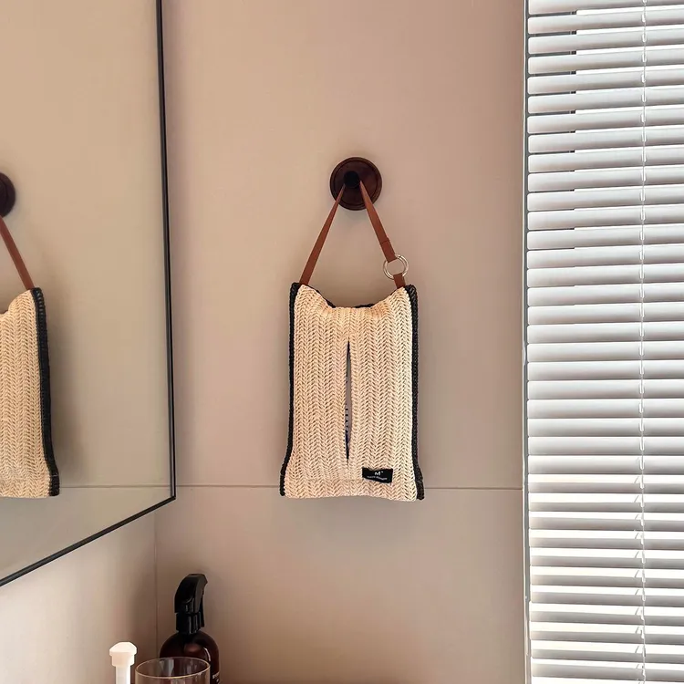 悬挂式纸巾袋布艺抽纸盒轻奢高级感抽纸袋卫生间好物厕所纸巾收纳