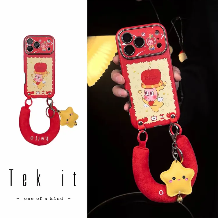 ins小众红围边头顶苹果星星人适用iPhone17pro手机壳16promax手提