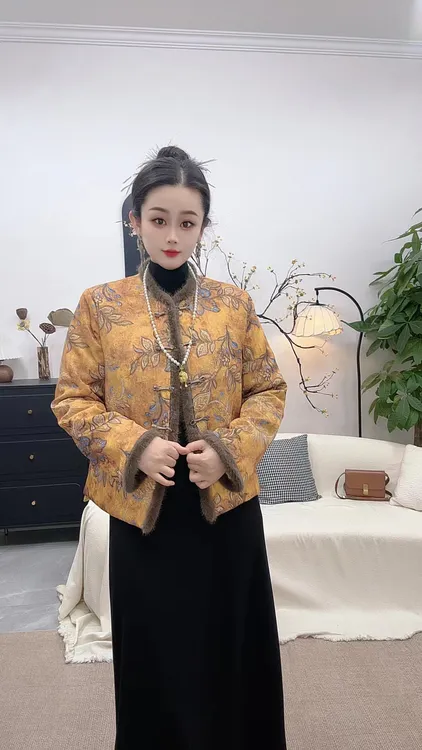 花袄国风立领厚款上衣冬季秋冬棉服2679