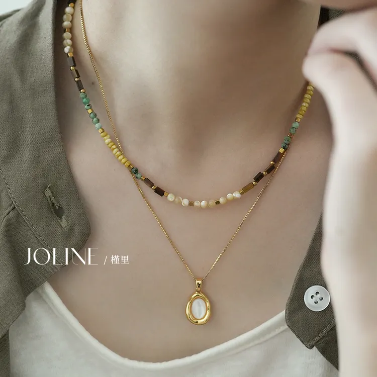 「蔓青」彩色串珠项链女2025新款爆款锁骨链小众配饰