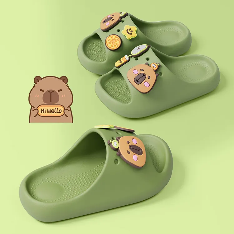 儿童拖鞋卡皮巴拉夏季新款网红亲子软底厚底防滑沙滩浴室凉拖鞋