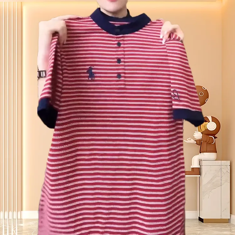 春游出行衣服小马刺绣字母2025夏季新款百搭撞色条纹短袖女t恤