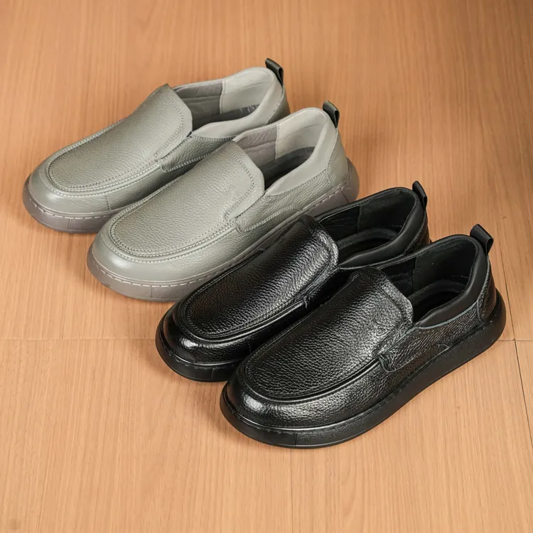 一脚蹬真皮防滑减震商务休闲皮鞋低帮舒适百搭秋冬季休闲鞋透气