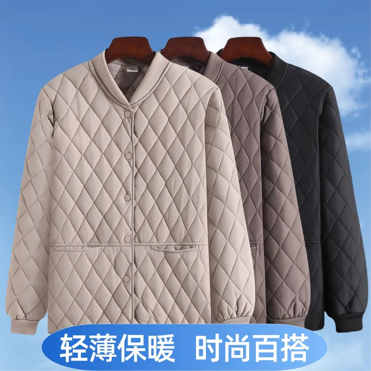 中老年妈妈轻薄棉服女秋冬季新款外穿轻薄保暖棉衣内穿小棉袄