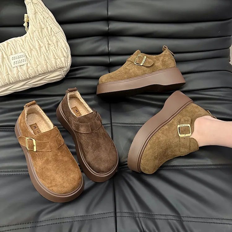厚底松糕勃肯鞋女2025秋冬新款加绒保暖雪地靴爆款乐福毛毛棉鞋