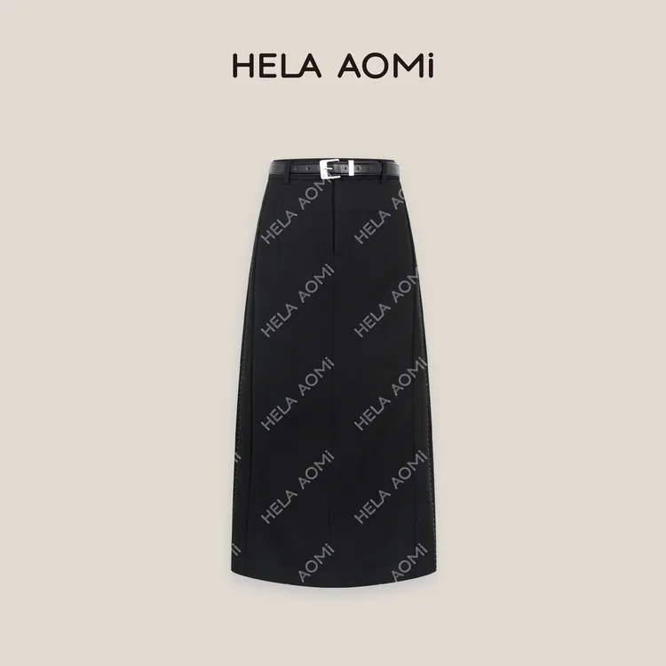 HELA AOMI“手工坊.拱针半裙”莱赛尔气质显瘦直筒半身裙CY5CC71449
