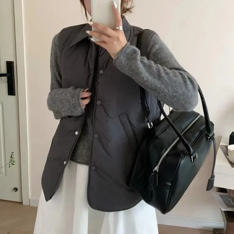 棉马甲女短款秋冬2025新款韩版宽松小个子棉背心坎肩外搭马夹百搭