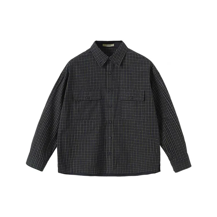 长袖格子衬衫春季日系宽松休闲格子上衣男装格纹衬衣时尚外套男