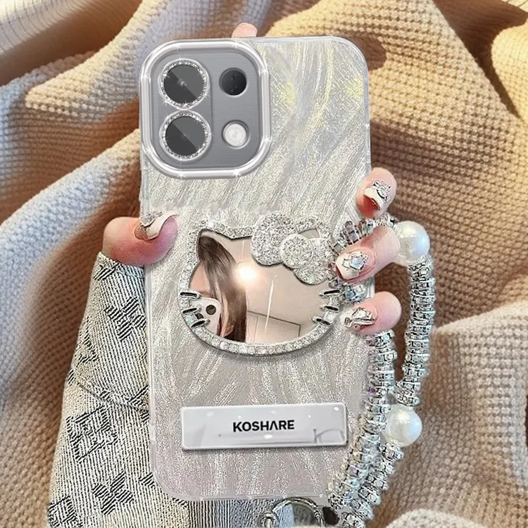 自带镜头膜一加13T手机壳镶钻kt猫镜子PKX110全包防摔1+13T软壳羽