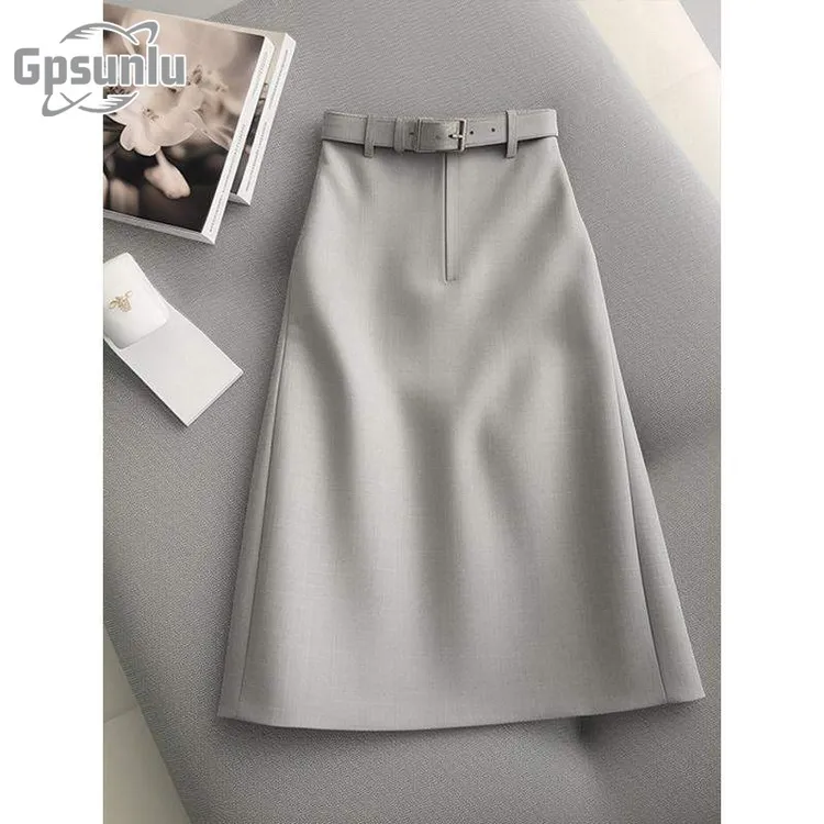 gpsunlu夏季高级感超好看显瘦中长款高端高腰字铅笔半身裙子女
