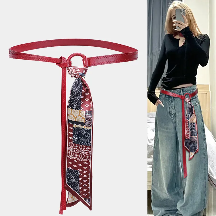 小众丝巾腰带女丝带腰链皮带嘻哈朋克复古美式装饰配牛仔裤带