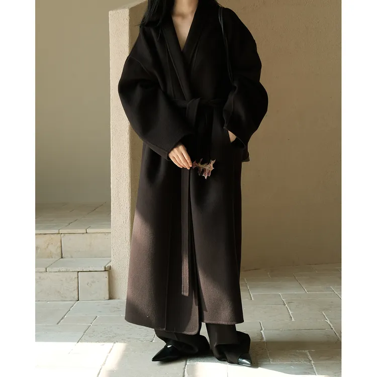 zum大衣高级感赫本风复古毛呢外套女设计感羊毛大衣女冬